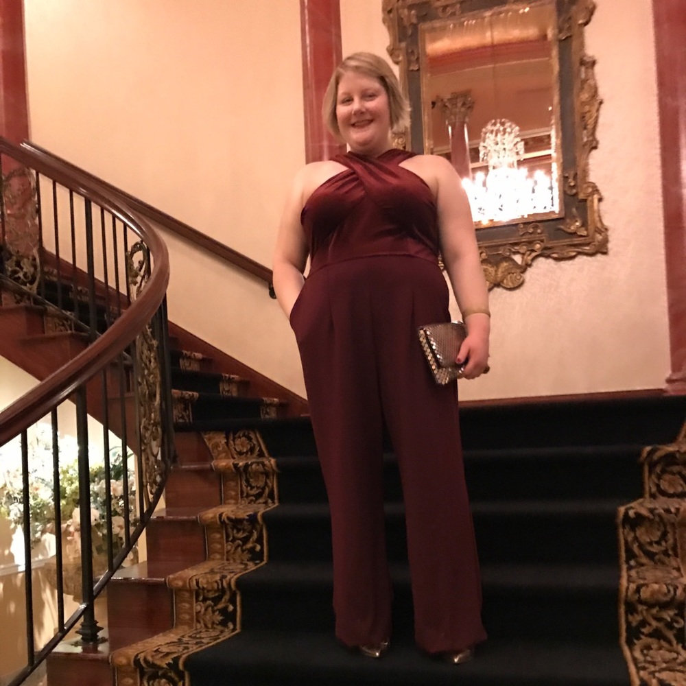 Eloquii wine velvet jumpsuit size 18